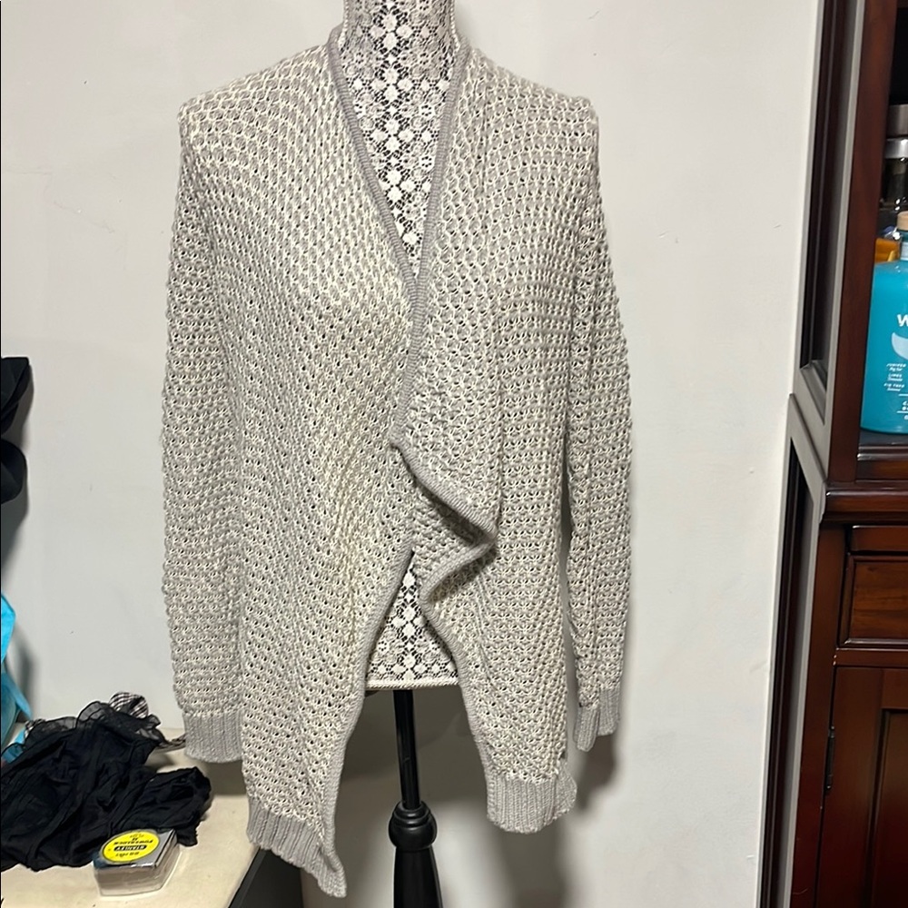 Tommy Bahama Gray Cardigan with Shawl Collar and Textured Knit